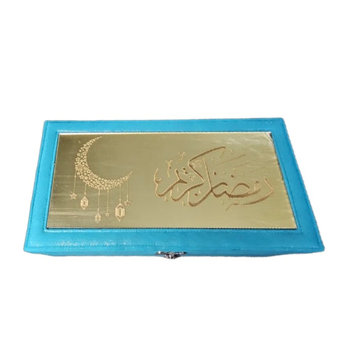 Ramadan Kareem Velvet Box with Lock – Brown or Turquoise