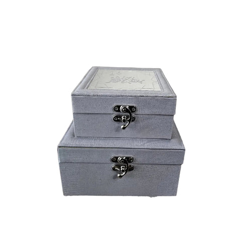 Mubarak Al Shaher Velvet Box – Gray Silver or Beige Gold