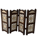 Wooden room divider with floral patterns