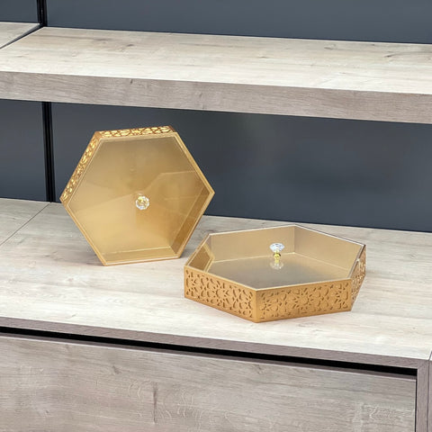 Andalusia Hexagon Wooden Tray with Cover