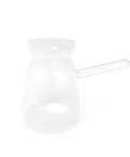 Clear glass coffee pot on a white background