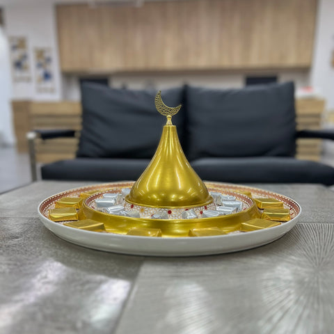Jali Grand Plate with Golden Dome Ramadan Décor