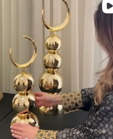 Crescent on Sphere Sculpture - Metalworks Collection