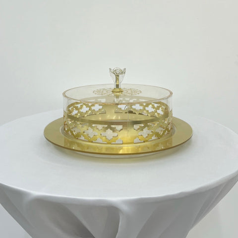 Joude Acrylic Dessert Tray with Metal Details in Gold or Black