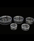 A set of round clear plastic boxes in various sizes, designed for food storage or serving purposes.