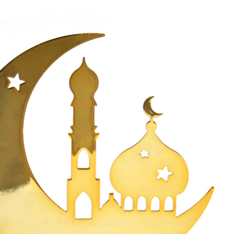 Gold Crescent Masjid Centerpiece – Ramadan Décor