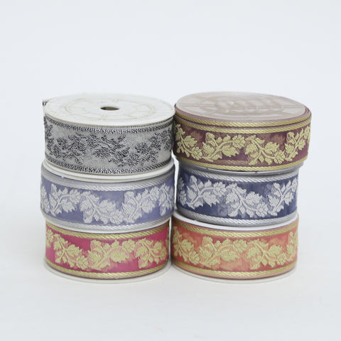 Embroidered Floral Ribbon on Sheer Organza in 8 Colors