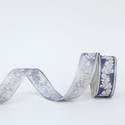 Embroidered Floral Ribbon on Sheer Organza in 8 Colors