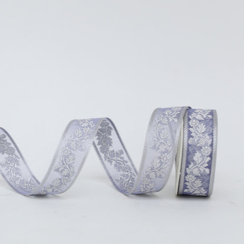 Embroidered Floral Ribbon on Sheer Organza in 8 Colors