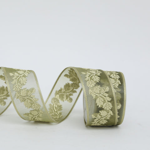 Embroidered Floral Ribbon on Sheer Organza in 8 Colors