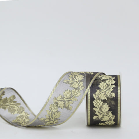 Embroidered Floral Ribbon on Sheer Organza in 8 Colors