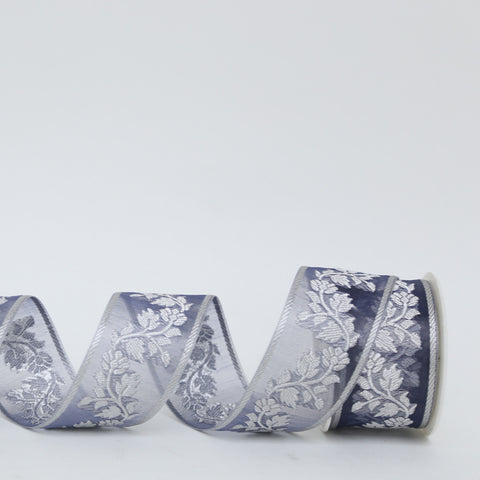 Embroidered Floral Ribbon on Sheer Organza in 8 Colors