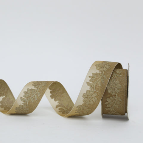 Embroidered Floral Ribbon on Sheer Organza Base