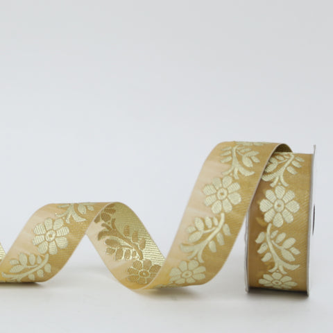 Embroidered Floral Ribbon on Sheer Organza Base