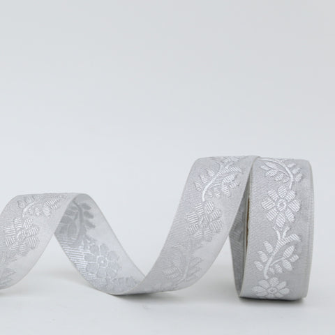 Embroidered Floral Ribbon on Sheer Organza Base