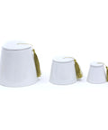 Porcelain fez-shaped canister with classic tarboush design – traditional Arabic décor with timeless elegance.