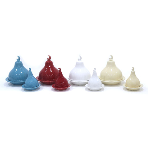 Minimalist ceramic serve dome canister with plain finish – versatile Arabic décor for elegant serving and storage.