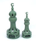 Porcelain candle holder shaped like a minaret – elegant Islamic décor accent with hand-painted details.