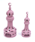 Porcelain candle holder shaped like a minaret – elegant Islamic décor accent with hand-painted details.