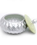 Porcelain bomboniere with Arabic calligraphy lid – elegant Arabic decor piece perfect for gifting and celebration.