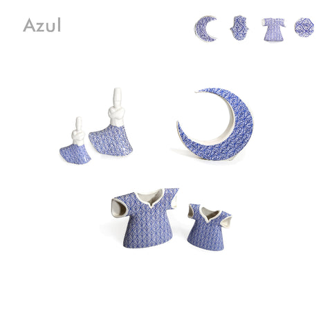 Decorative Azul Porcelain Moon Figurine for Elegant Decor Accent