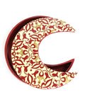 Porcelain moon-shaped canister with ornate Baroque pattern – refined Arabic décor for elegant display or storage.