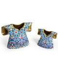 Porcelain kaftan figurine with marbled Ebru pattern 