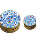Decorative Ebru Round Canister – Artistic Porcelain Decor Jar