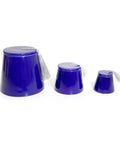 Navy blue fez-shaped porcelain canister with silver tassel – bold Arabic décor for modern elegant homes.