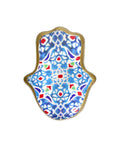 Mini porcelain Hamsa hand accessory with oriental pattern – symbolic Arabic décor for protection and beauty.