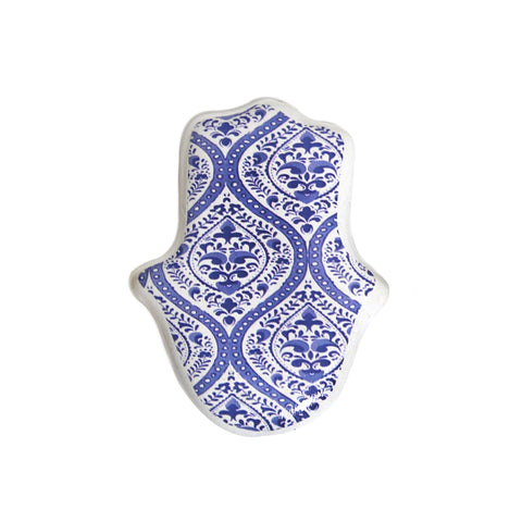 Mini porcelain Hamsa hand accessory with oriental pattern – symbolic Arabic décor for protection and beauty.