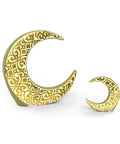 Porcelain moon-shaped figurine with oriental pattern – celestial Arabic décor with artistic cultural detailing.