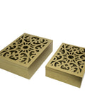 Golden Wooden Box Arabic Decor for Carved Lid Storage
