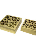 Golden Wooden Box Arabic Decor, Carved Cover Storage