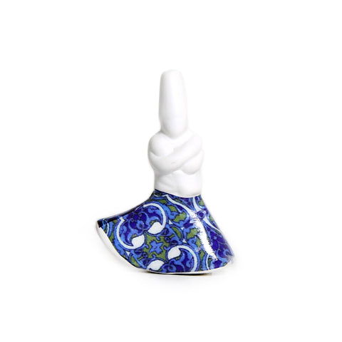 Mini porcelain accessory with 3D dervish motif – spiritual Islamic décor with Mediterranean detailing.