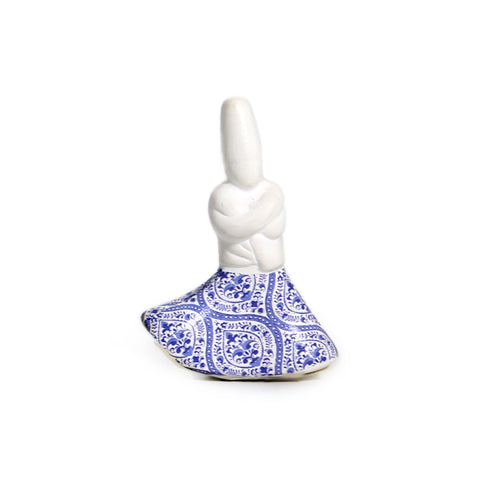 Mini porcelain accessory with 3D dervish motif – spiritual Islamic décor with Mediterranean detailing.