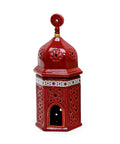 Porcelain candle holder shaped like a mosque with arabesque design – refined Islamic décor for spiritual ambiance.