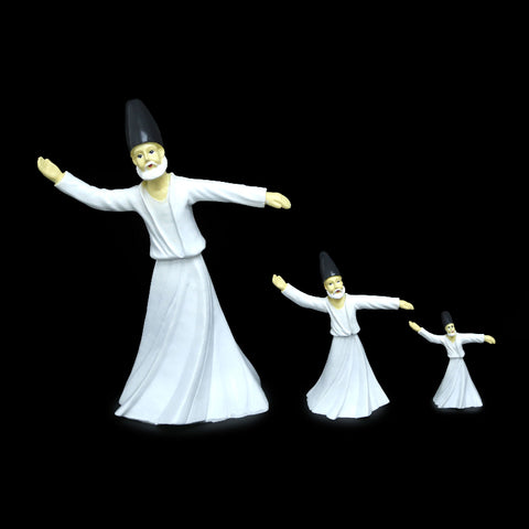 Whirling dervish figurine in traditional white attire – graceful Islamic décor from the FERQA Collection.
