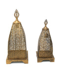 Two Metalic Vintage candle holder in bronz colour on white background.