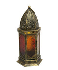 Decorative lantern on a table with a white background